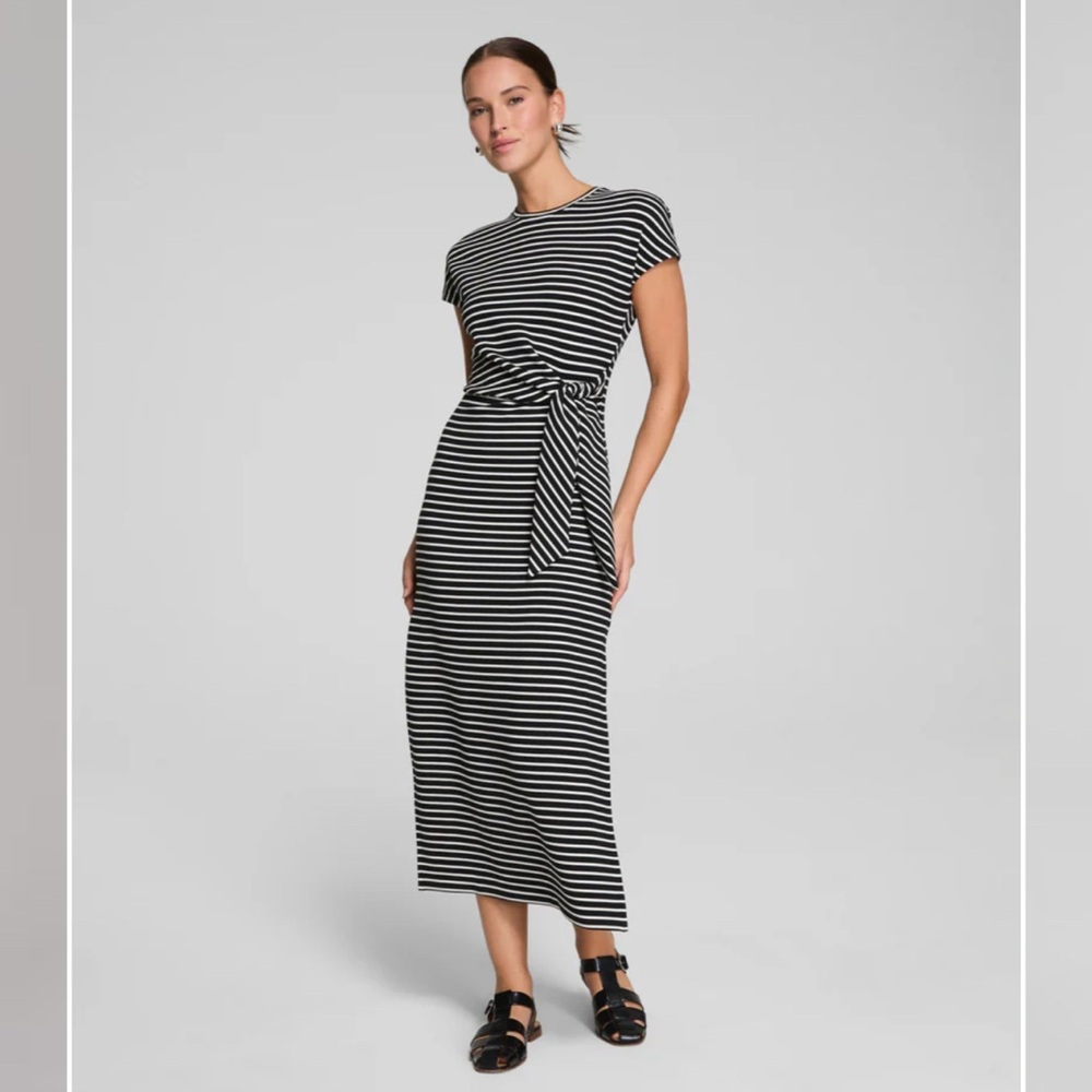 Spanx Air Essentials 2X Striped Black and White Maxi Dress